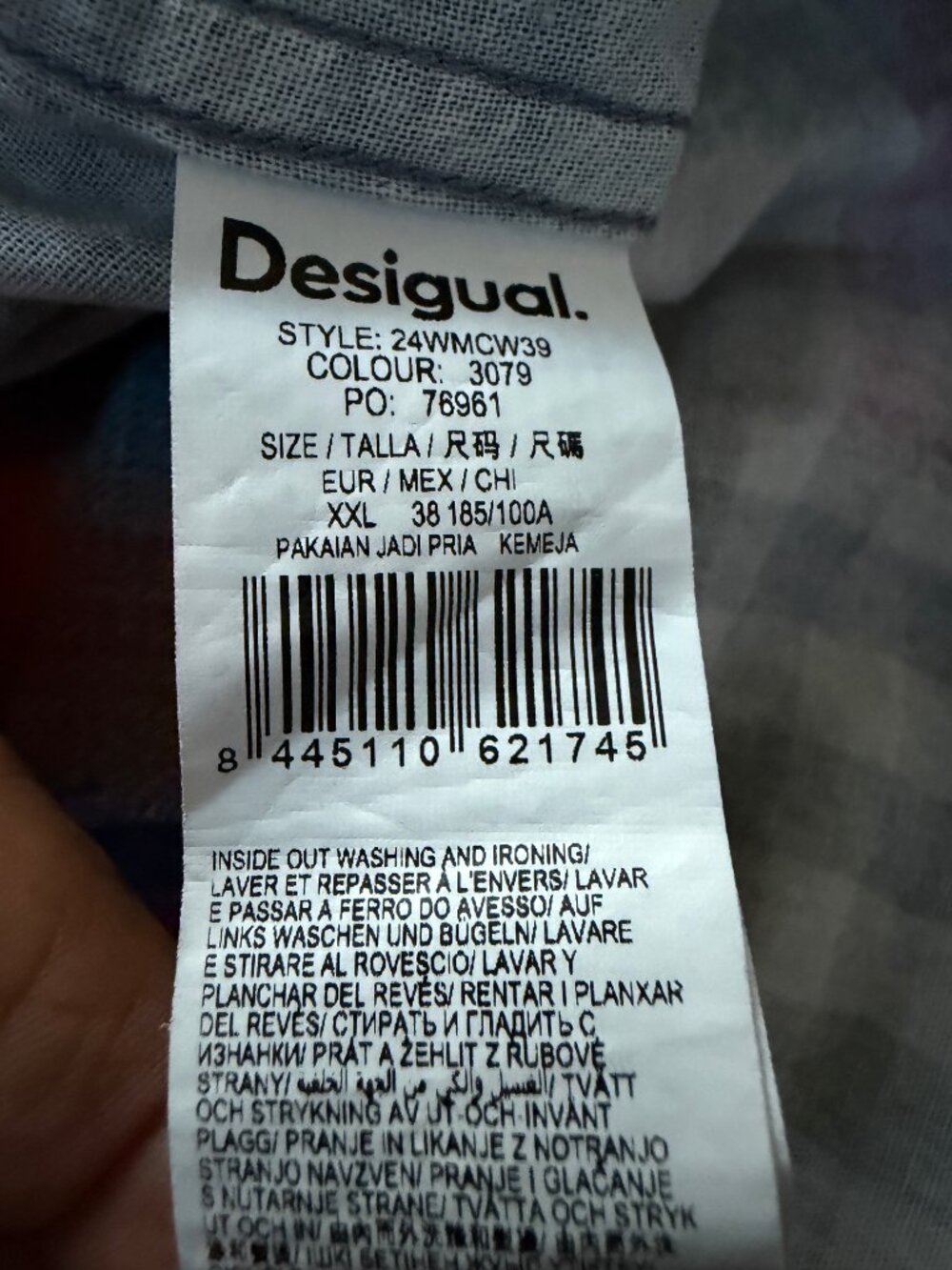Desigual Men’s Patchwork Plaid Distressed Shirt XXL - 3D Illusion Design - VGUC - Picture 12 of 16